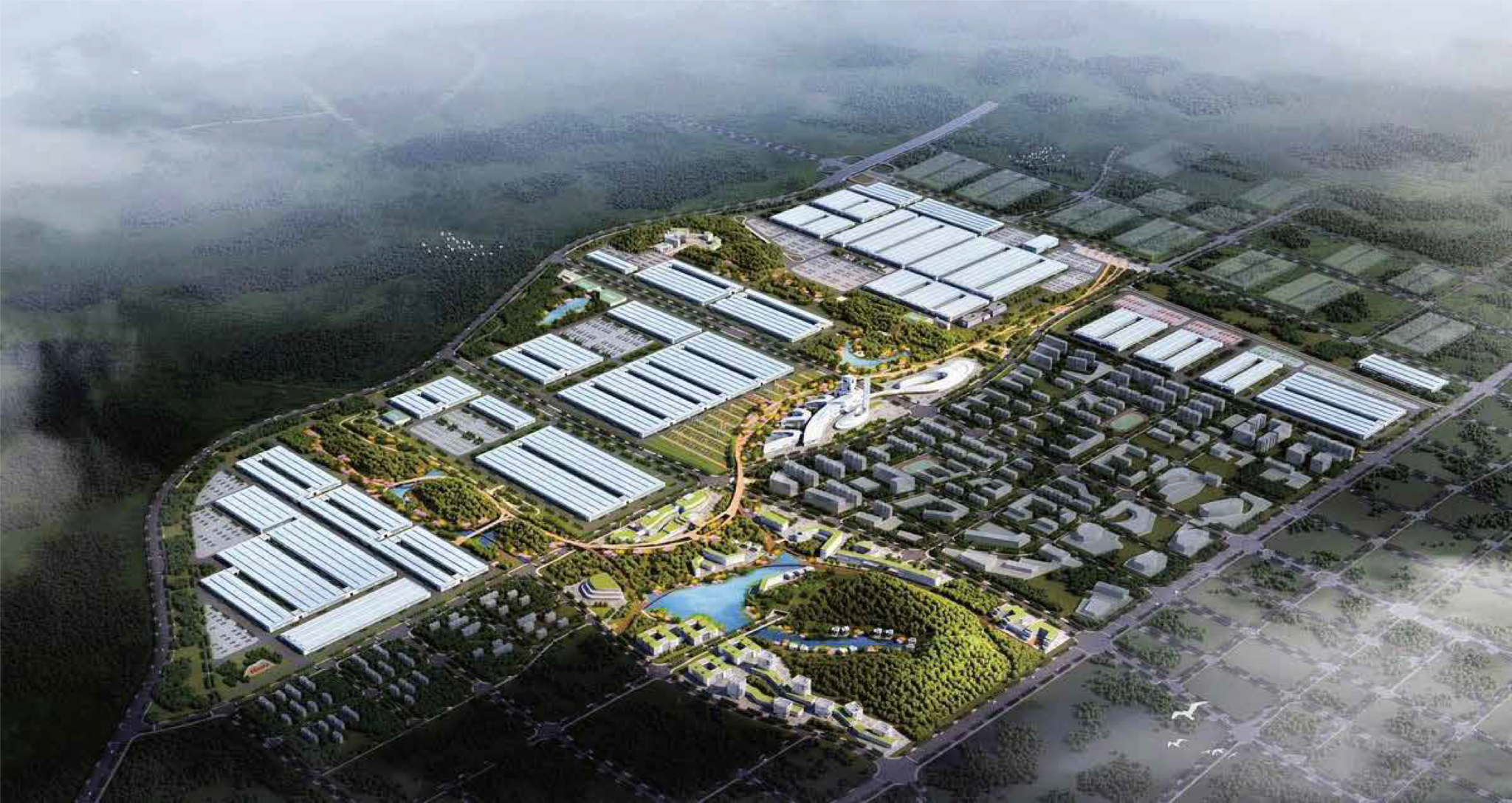 Globalny kompleks produkcyjny Zoomlion z lotu ptaka - demonstracja skali światowych operacji przemysłowych